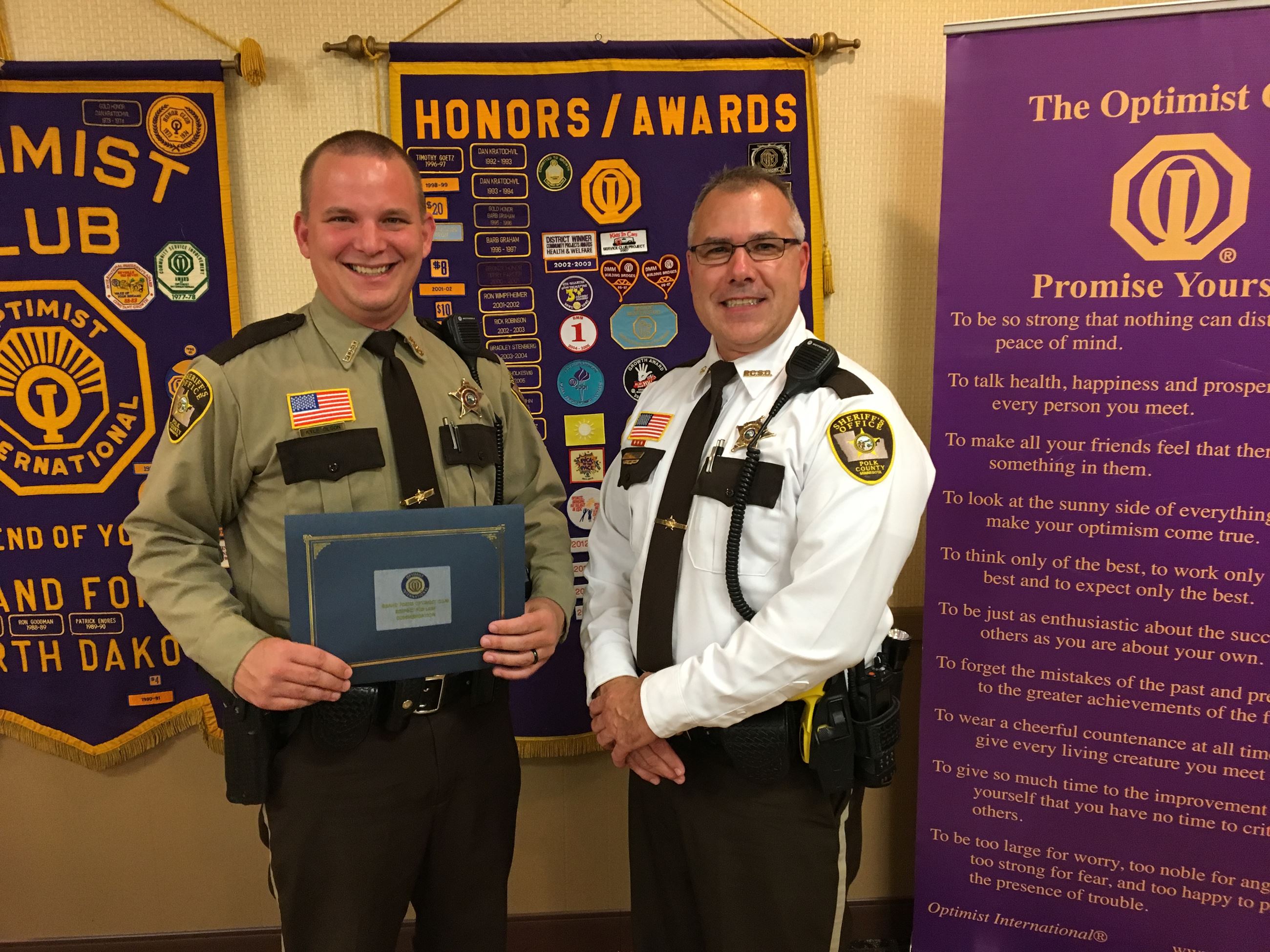 Deputy Kyle and Jim at the Optimist Club