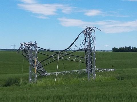 Power Line Damage from Tornado