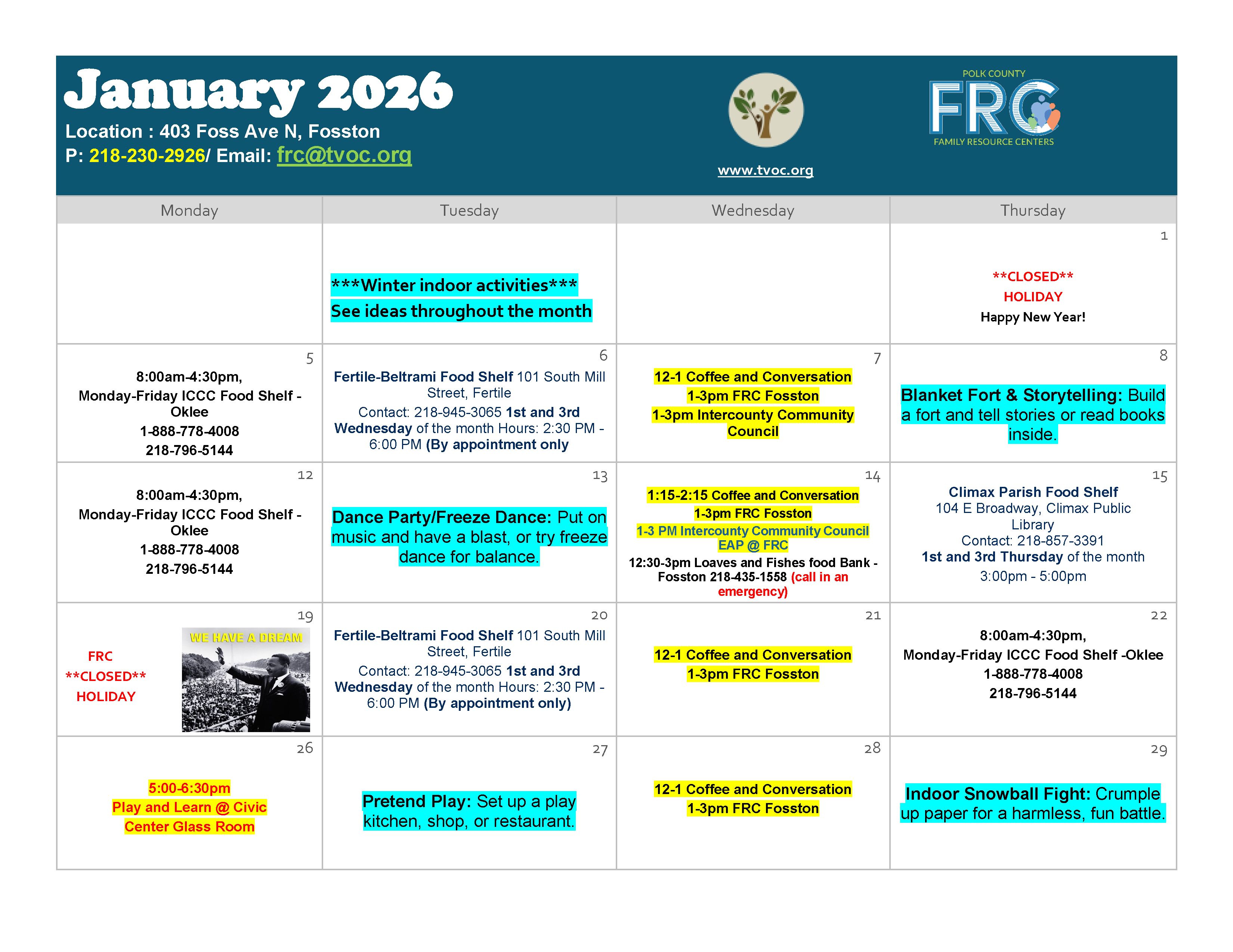 Fosston January 2026 Calendar