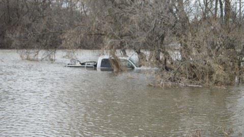 Pickup Almost Covered in Water