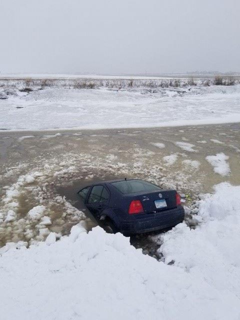 Car in Frozen Water