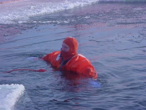 Officer Practicing Ice Rescue